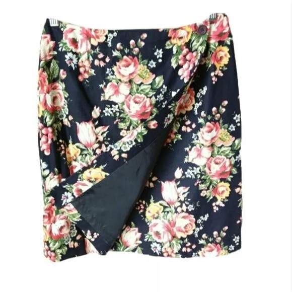Linen Blend Brooks Brothers Floral Wrap Skirt 10 - Picture 2 of 7